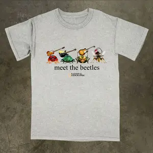 National Geographic "Meet the Beetles" Colorful Beetle T-Shirt, Animal Tee, Gifts Shirt, Unisex Vintage Graphic Tees Gothic Grunge Y2k Emo Scene Amity Affliction Style Clothes Men Women, Cotton Shortsleeve Basic, Casual Streetwear Unisex Top