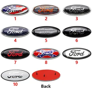Ford Special 3D Replacement Type 22.5x9cm Front and Rear Emblem Steering Wheel Center Console Decorative Decals Sticker Hood and Trunk Badge Suitable for Ford Fiesta, Focus, Mondeo, Edge, Ranger, Escort, Mustang