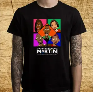 Martin TV Show Cartoon Logo Men's Black T-Shirt Cotton Menswear Soft Top