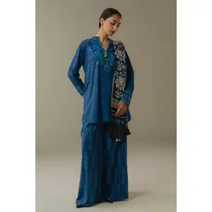 Zara Shahjahan - Coco-9B Terracotta Sky Three Piece Linen