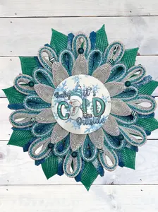 Baby It’s Cold Outside Snowman Wreath | Teal & Silver Winter Door Decor | Handmade Mesh Wreath