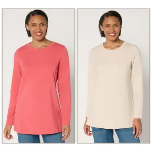 Denim & Co. Essentials Favorite Jersey 2-Pack Round Neck Tops