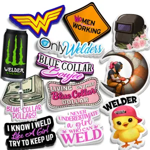 12 Pack Welder Stickers for Women Blue Collar Stickers Sticker Pack Featuring Women Working & Welder Energy Designs