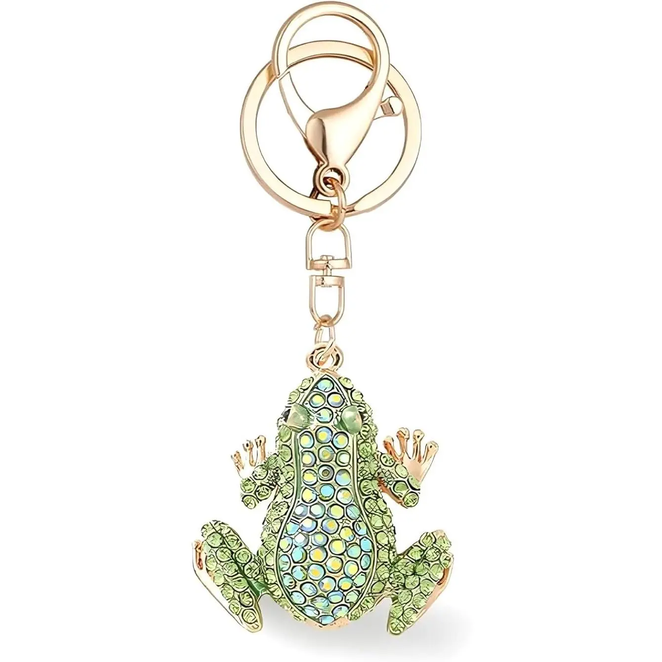 Veliora Gift B Frog Keychain for Women Green Animal Bag Charm Cute Lucky Rhinestone Style Frog Purse Charm for Frog Lovers
