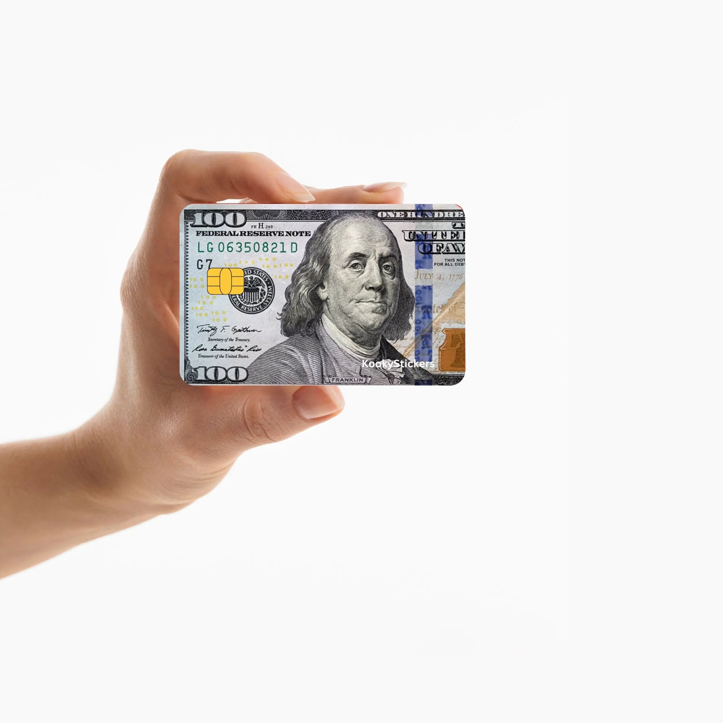 100 Dollar Bill - Glossy Waterproof Credit/Debit/ATM Card Cover Skin Decal Sticker (Small Chip) Only