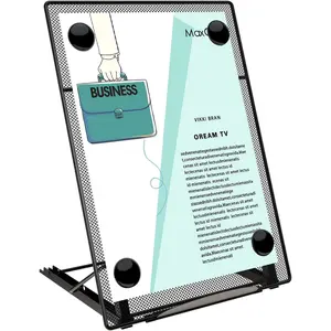 Desktop Document Holder for Typing, Paper Holder Stand for Desk with 4  Buckles, Metal Mesh Letter Copy Holder for  Computer Reading with 6 Adjustable Positions, Black