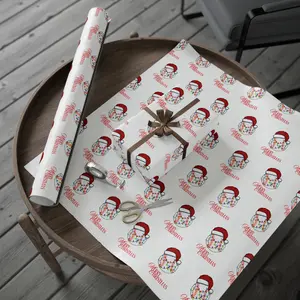 Merry Christmas Baseball Wrapping Paper with Holiday Lights - 30" x 72" White Glossy Finish