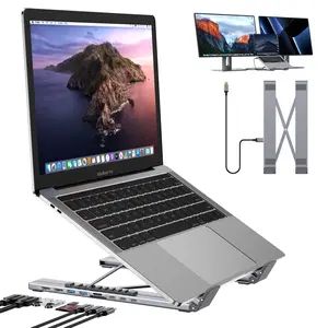 Nine-In-One Laptop Docking Station Stand, Tablet Holder, Multi-Function Computer Accessory, Durable & Space-Saving Design
