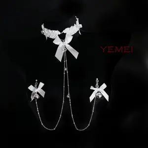 Bowknot Bell Choker and Body Chain Set Wearable Outdoor Fashion Decor Accessories for Women Daily Party
