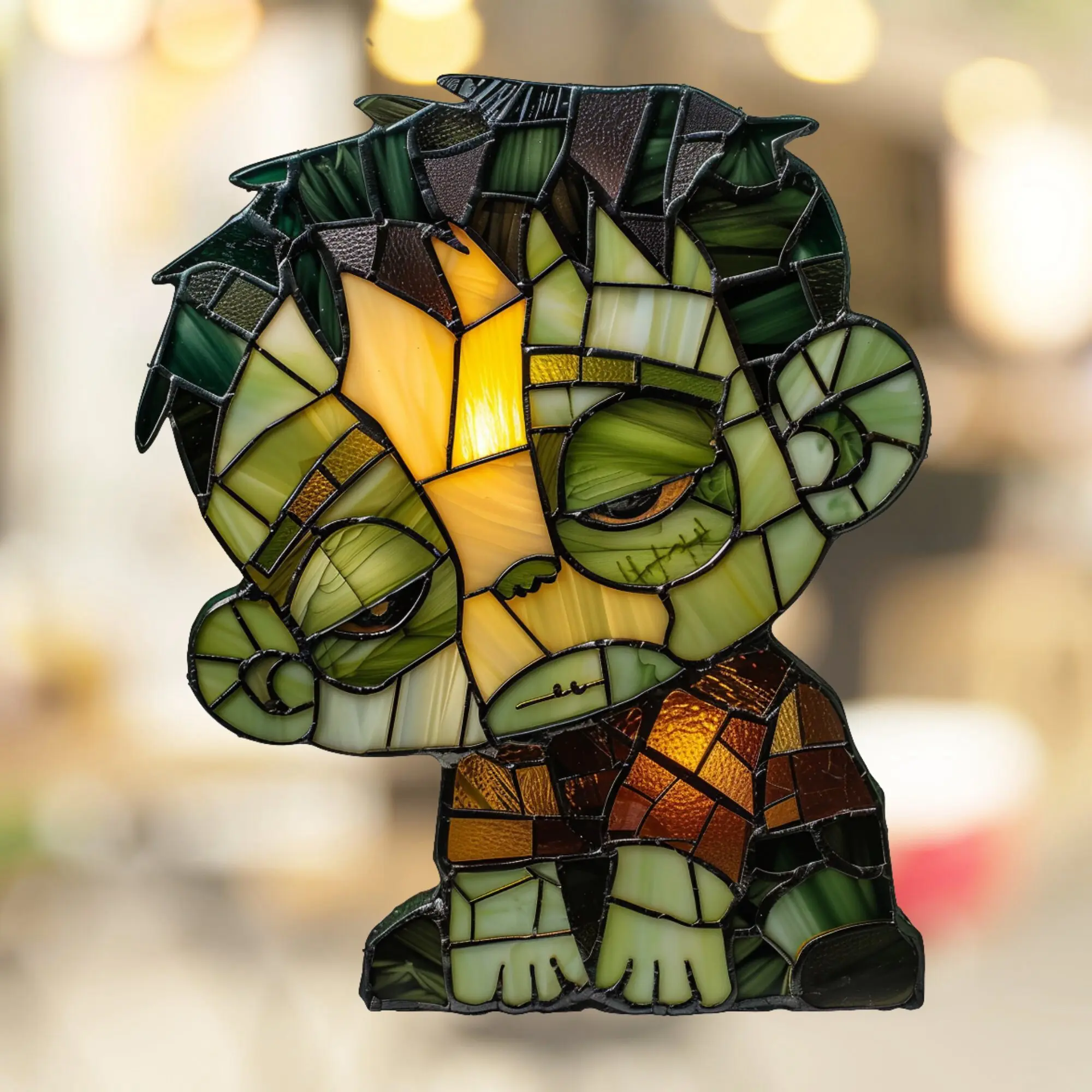 Baby Frankenstein Stained Glass Look Window Cling Halloween Decor Fall Autumn Vinyl Cling Decal Sticker Film Gift