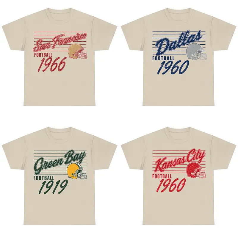 Vintage 90s All Teams Football Sand T Shirt, Retro 90s Game Day Crewneck for Men & Women, Soft Cotton Hometown Football Tee, Sport Graphic Menswear
