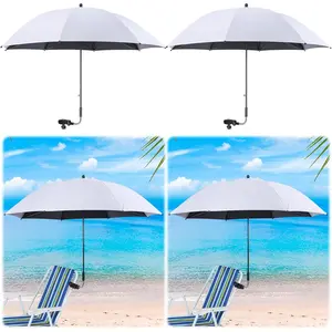 4 Pcs 46" Chair Umbrella with Universal Adjustable Clamp Sun Protection Portable Outdoor Umbrella for Camping Chair Patio Golf Carts, Not Include Chair