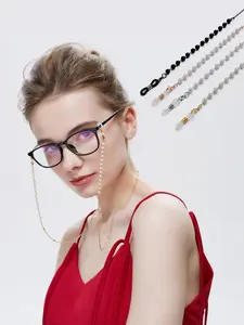 Pearl Handmade Round Bead Chain Eyeglasses Strap, Women's Fashion Mask Chain Anti-Loss Glasses Accessory, Stylish and Elegant Design