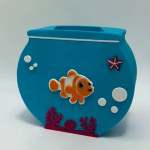Ocean Themed Foaming Soap Holders 3D Printed Sea Turtle Clown Fish Home Decor Fish Bowl Organizer