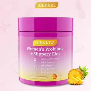 BJBKKBZ Women's Probiotic + Slippery Elm Gummies, Pineapple Flavor, Supports pH Balance, Yeast Balance & Intimate Health, 60 Count Dietary Supplement Healthcare Vitamin Fitness