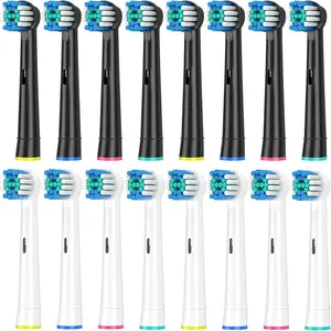 Toothbrush Replacement Heads, Replaceable Brush Heads, 16pcs/set Black & White Electric Toothbrush Replacement Heads, Compatible with Oral-B, Personal Care Accessories