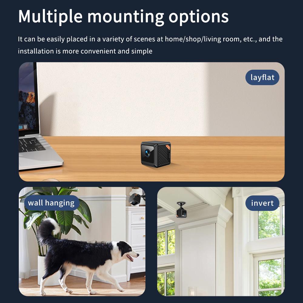 W02 1080P Mini Wireless Indoor Home Security Camera WiFi Pet Camera Baby Monitor Motion Detection Smart Alerts Infrared Night Vision Cloud SD Card Storage App Control Recording Surveillance with