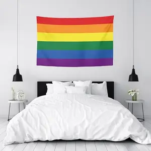Vibrant Rainbow Gay Pride Flag Tapestry - Durable Polyester, ,for Bedroom, Living Room, Dorm Decor - Horizontal, Graphic Landscape Design, Gifts for The Gays Gift