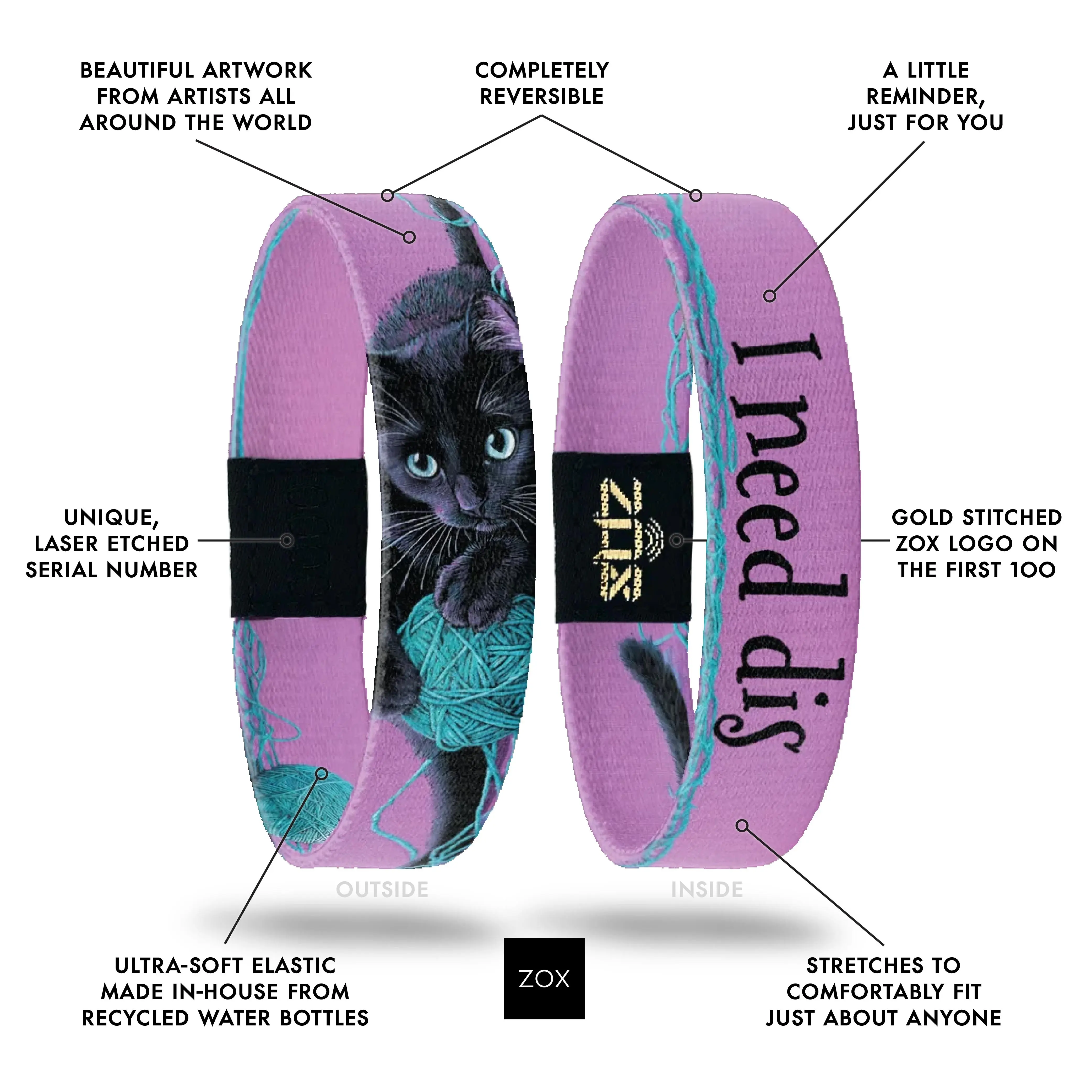 Cat Bracelet NFC Daily Inspirational Affirmation Bracelet for Women & Men, New Message Every Tap, Choose Your Topic, Waterproof Reversible Recycled