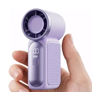 Portable Handheld Mini Fan, 6 Speeds 16900 Rpm High Velocity, USB Rechargeable, LED Display, Lanyard, Ideal for Travel & Outdoor Use