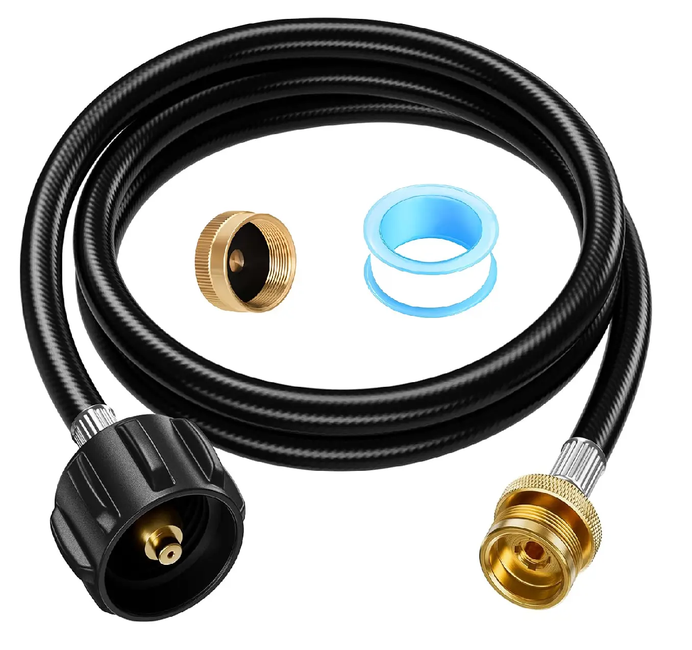 5ft Propane Hose Adapter 1lb to 20lb，Propane Adapter 20lb to 1lb Converter, Propane Tank Adapter Hose 20 lb to 1 lb for Weber Q Grill/Coleman Stove/Blackstone Griddle/Buddy Heater