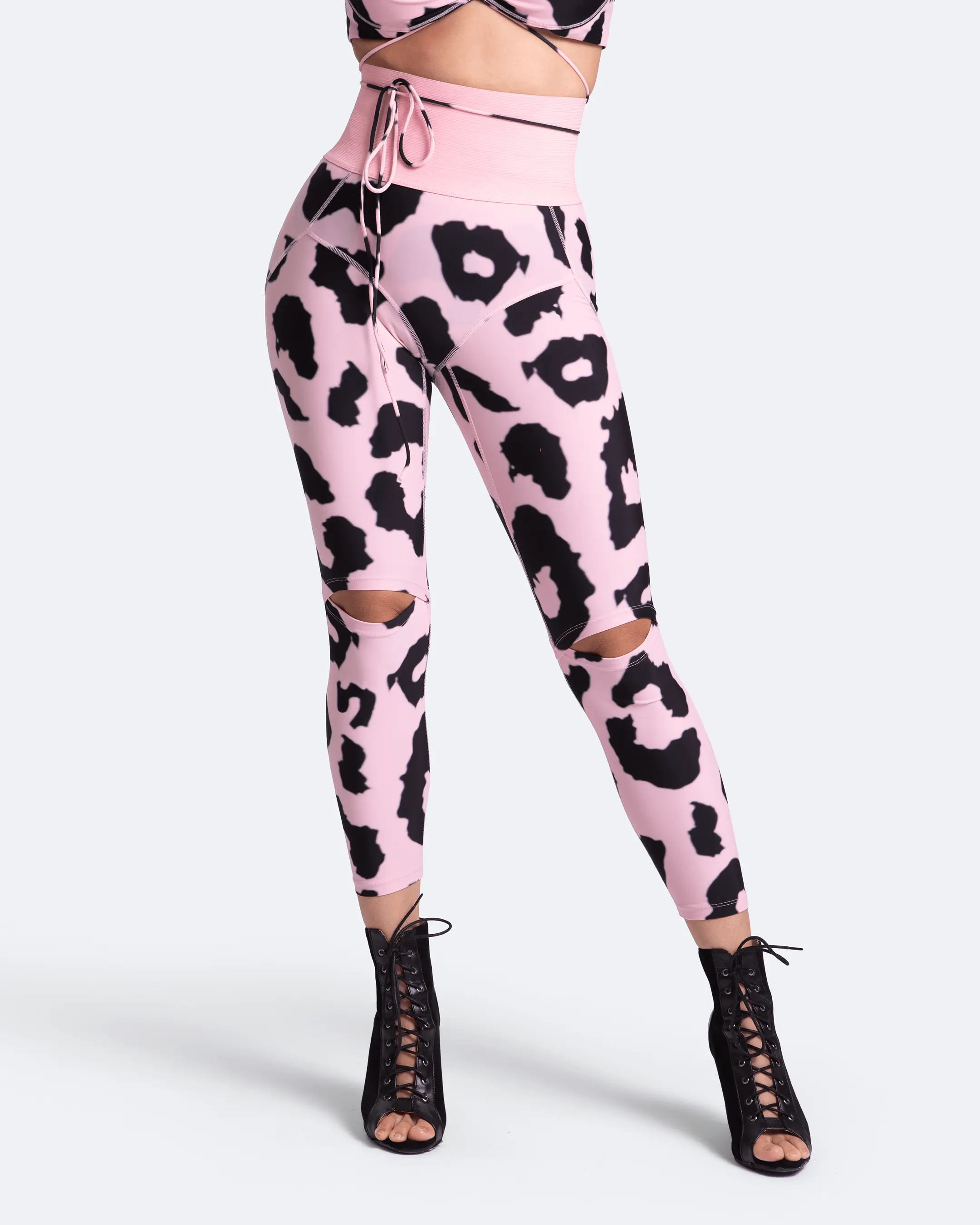 Women's High-Rise Knee-Slit Solid Leggings - Comfortable Fit, Flattering Cut for Dance Use