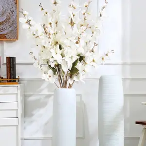 6 Piece Set Artificial Decorative Flower Realistic Larkspur Silk Plant 35.43 Inch Long Stem for High Vase Arrangement Home Table Wedding Decor Artificial Silk Flowers
