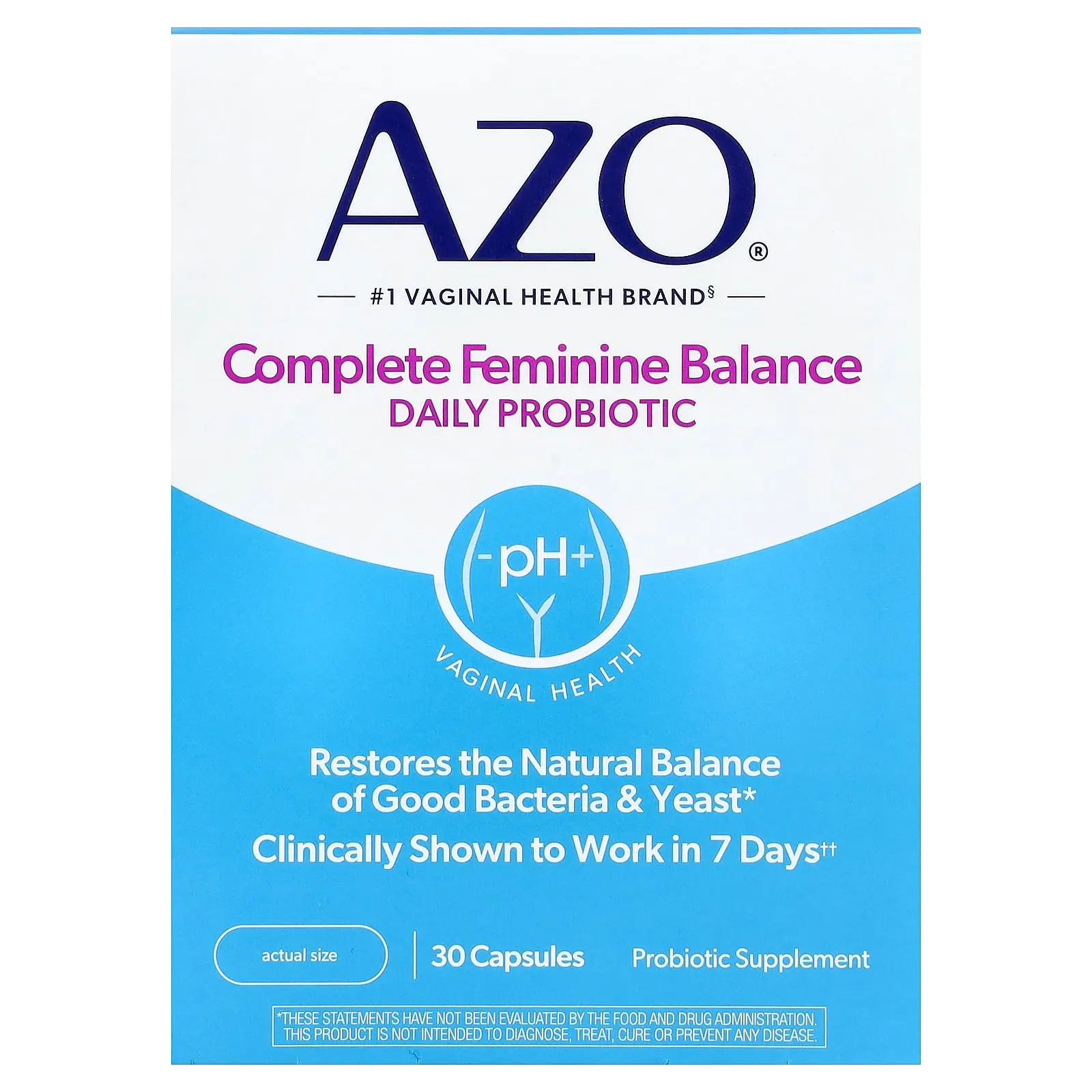 AZO Complete Feminine Balance, Daily Probiotic, 30 Capsules