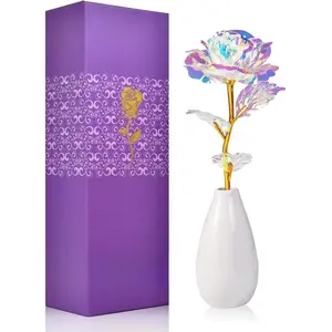 Mothers Day Mom Gifts, Gifts for Mom Grandma Her Wife Girlfriend Sister on Mother's Day Valentines Christmas, Birthday Presents for Women Flowers, Artificial Rose Flower w/Vase Anniversary Wedding