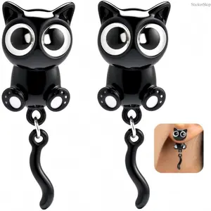 Adorable Black Cat & Cat Paw Stud Earrings for Women, Cute 3D Cartoon Animal Design Earrings, Lightweight Comfortable Fashion Jewelry, Perfect Holiday Gifts for Halloween, Christmas, Birthday & Daily Wear, Kawaii Aesthetic Accessories for Girls & Cat Love
