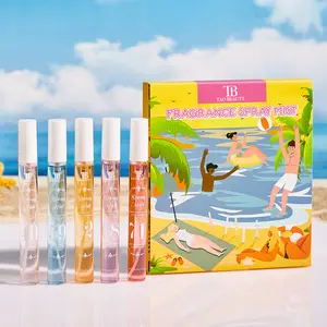 Botanical Perfume Gift Set of 5 - Long Lasting Fresh Fruity Floral Fragrance, Natural Ingredients, No Alcohol, Dye-Free, Portable Bottle for Daily Use & Dating, Ideal Gift