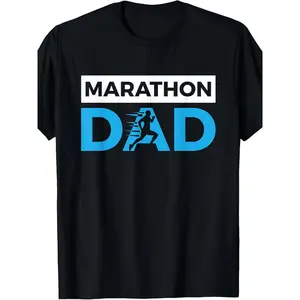 Marathon Dad Funny Running T-Shirt - 220gsm Heavyweight Retro Graphic Tee with Marathon Runner Design & Bold Lettering - Unisex Athletic Shirt for Men & Women - Father'S Day Gift for Marathon Training, Running Events & Casual Wear - Breathable Round Neck
