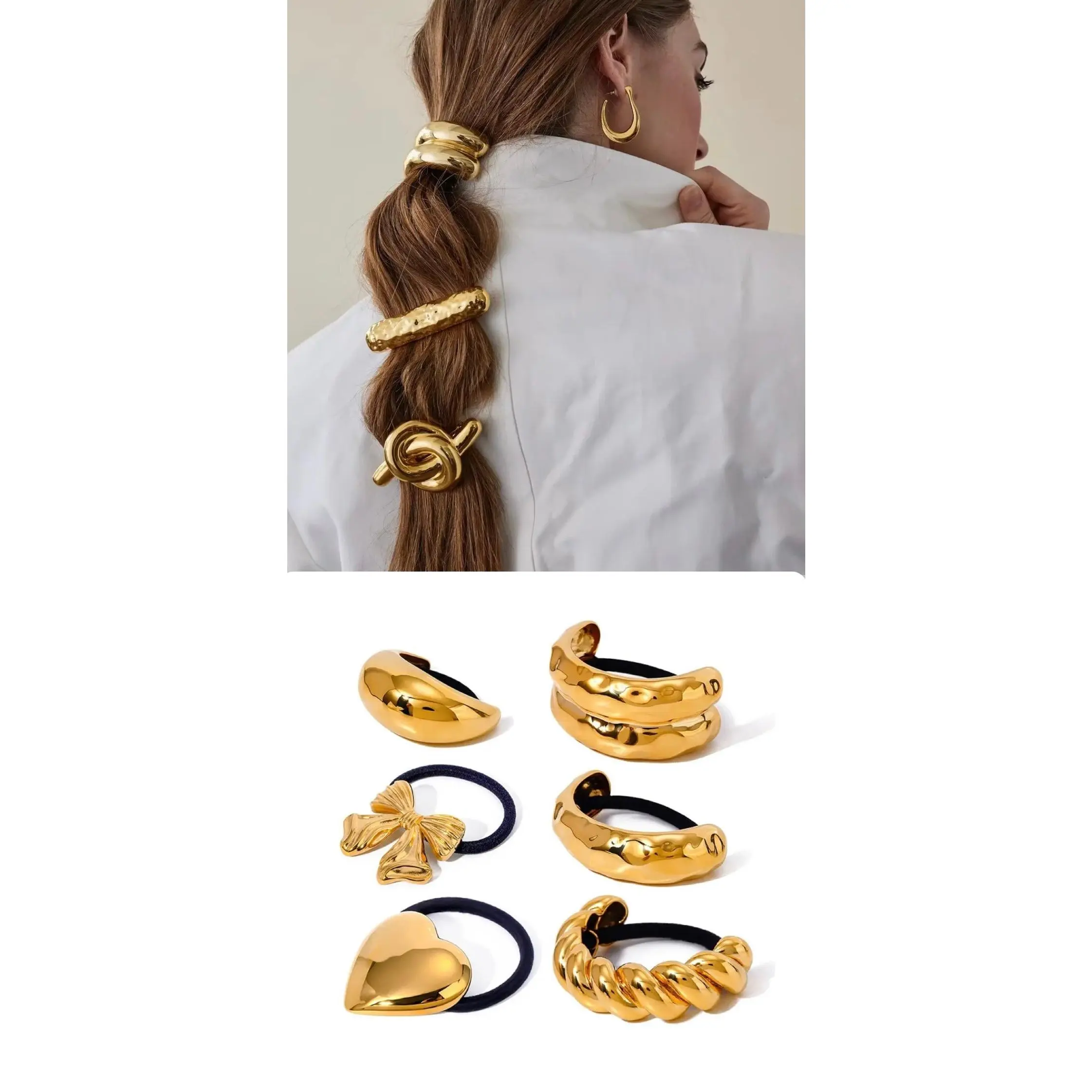 Ponytail Hair Cuff Gold Metal Hair Tie Accessories