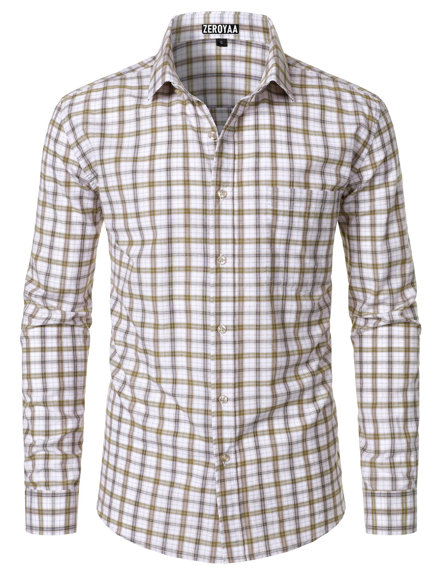 ZEROYAA Men's Plaid Long Sleeve Dress Shirt Formal Gingham Slim Fit Button Down Shirts with Lightweight Casual Classic Birthday Fashion ZEROYAA Men's Plaid Long Sleeve Dress Shirt Formal Gingham Slim Fit Button Down Shirts with Lightweight Casual Classic Birthday Fashion