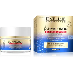 Eveline Cosmetics Bio Hyaluron 3X Retinol System Cream 60+ – Nourishing Night Cream for Skin Repair & Hydration with Hyaluronic Acid