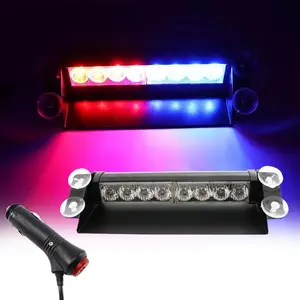 FCCEMC 8 LED Police Lights Strobe Light For Car 12V Emergency Signal Lamps Warning Light Auto Truck Flashing Windshield Flash Lighting LED Light Bar