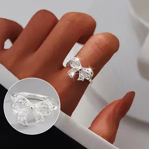 Hypoallergenic ring, one piece set, Women's hollow bow ring sweet temperament multifunctional index ring tail ring, couple gift, friend gift, wedding banquet beach vacation