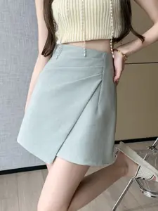 Women's Fashion Pleated Skirt High Waist Slimming A Line Short Skirt