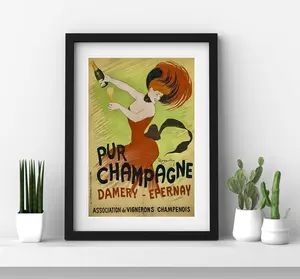 Leonetto Cappiello Champagne Poster, Pure Champagne Damery Epernay 1902, Champagne Print, Vintage Poster, Champagne Art, Mancave, Bar poster