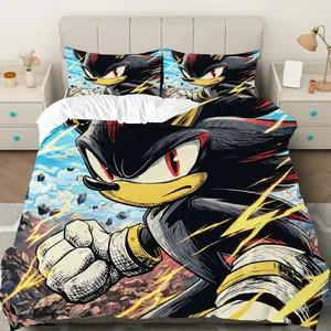 3PCS Duvet Cover Set, 1 Duvet+2 Pillowcases(Without filler),  Lightning Speed Character Adventure theme, Holiday bedding set, Anime Gaming Decor Suitable for decoration bedroom, dorm, guest room, lounge.