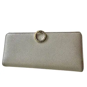 Pre-owned Bvlgari Leather Wallet Logo Clip Long White