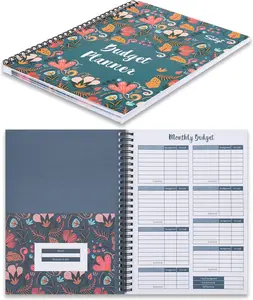 Budget Planner 2025-2026, Monthly Budget Book Bill Organizer with 12 Pockets, Undated Home Financial Money Expense Saving Debt Tracker Notebook, 1 Year, Blue Floral, Spiral Design