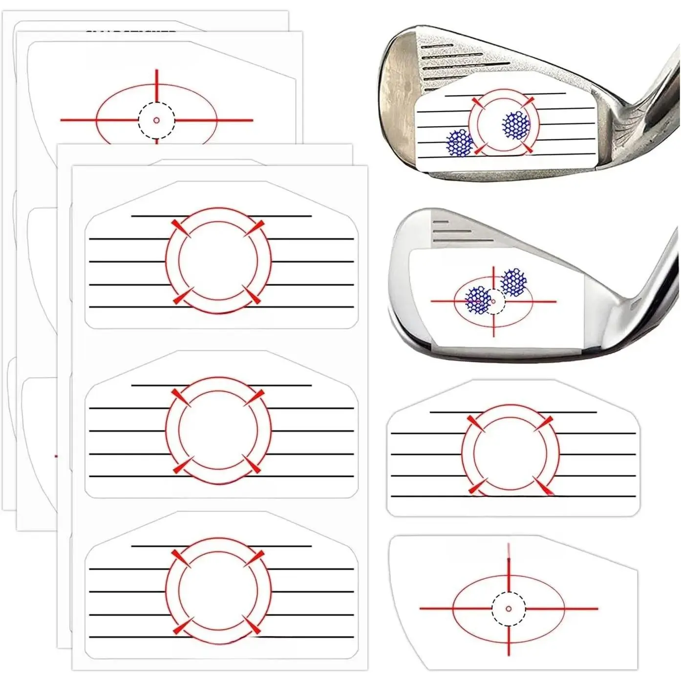 150 Pcs Golf Driver Impact Target Tape Set (Blue) - High Quality Tear-Resistant Waterproof Material, Easy-to-Apply Self-Teaching Sweet Spot Labels, Golf Training Aids for Practice Sessions, Wood Iron Ball Hitting Recorder