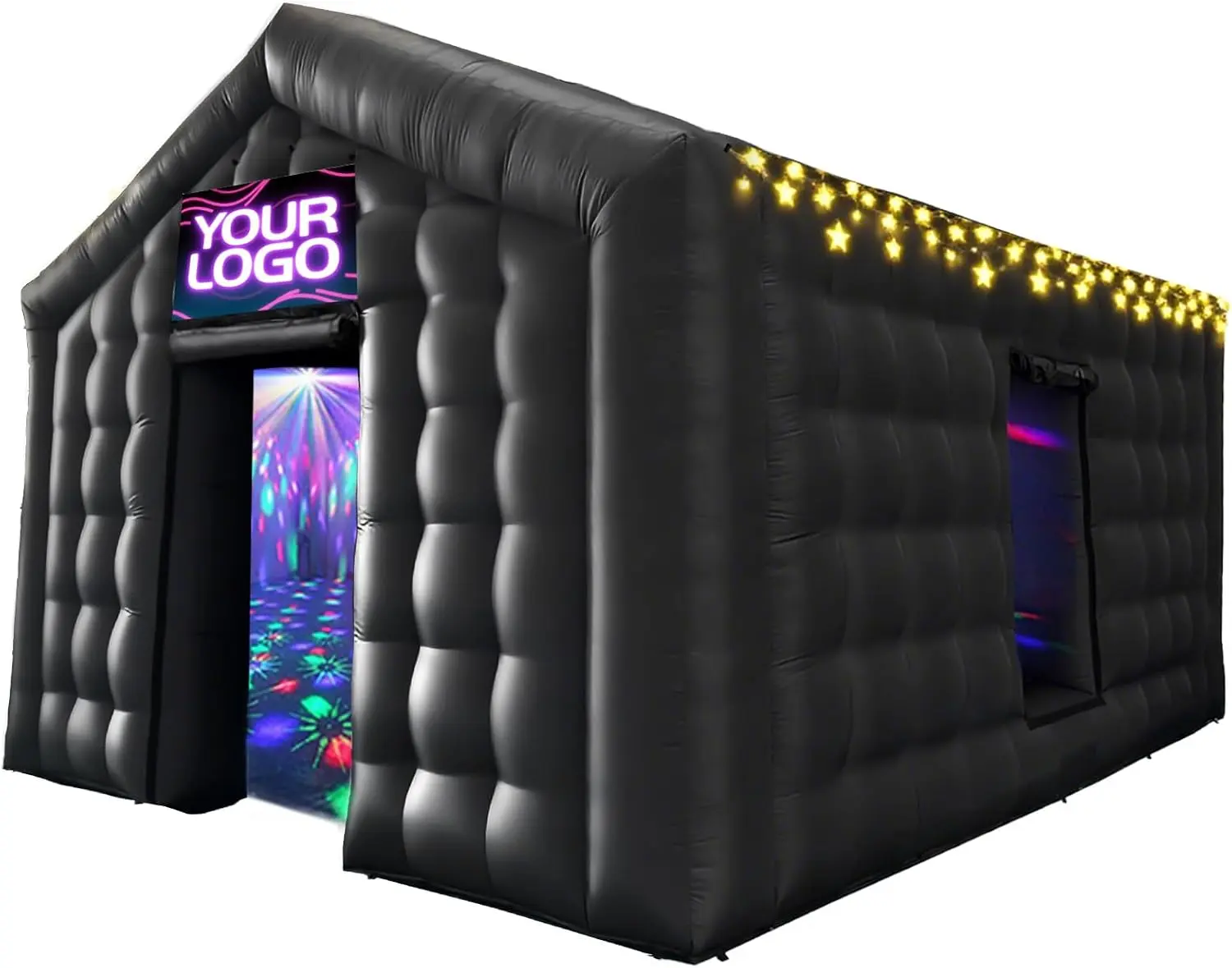 AKSPORT Portable Disco Cube for Adults, Quick Inflation for Backyard Raves, Weddings & Events, Includes Blower & repair kit inside