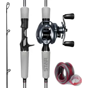 Ghosthorn Fishing Rod and Reel Combo Baitcaster Spinning Combo with EVA Handle Fishing Poles and Reels Combo with Fishing Rod Sleeve Fishing Pole Stainless Steel Guides Ceramic Rings for Men Women