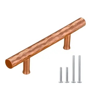 Akicon Hammered Copper Kitchen Cabinet Handles 100% Solid Brass Drawer Pulls