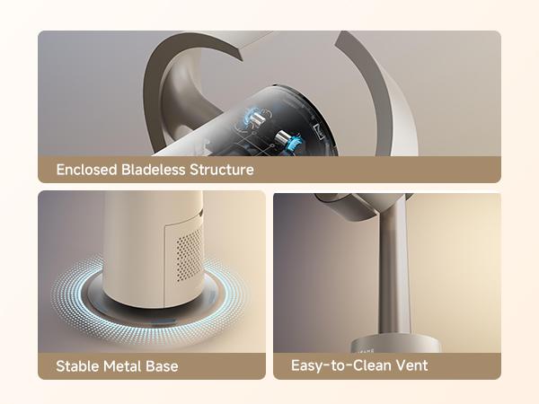 DREAME MF10 Bladeless Tower Fan for Bedroom, Smart Standing Fan with 270° Spatial Airflow for Whole-Room Circulation, 59ft/s High Velocity, 10 Speeds 3 Modes, Temperature-Adaptive Airflow, MF10-Beige