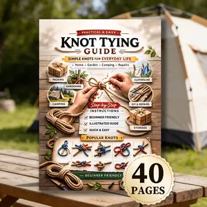Beginner Knot Guide Book, Simple Step-By-Step Knots, Essential Camping and Home Use Manual, Easy-To-Follow Instructions for Daily Activities