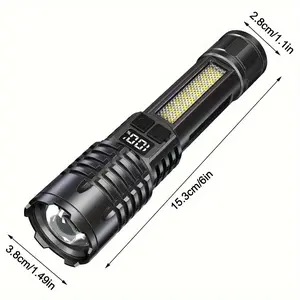 K-XHP50 Super Bright Flashlight - High Lumen Rechargeable LED Torch with Digital Display, 5 Modes, Zoomable Function, and USB Charging - Perfect for Home, Outdoor Camping, Fishing, Hunting, Cycling, Hiking, and Emergency Situations- 20
