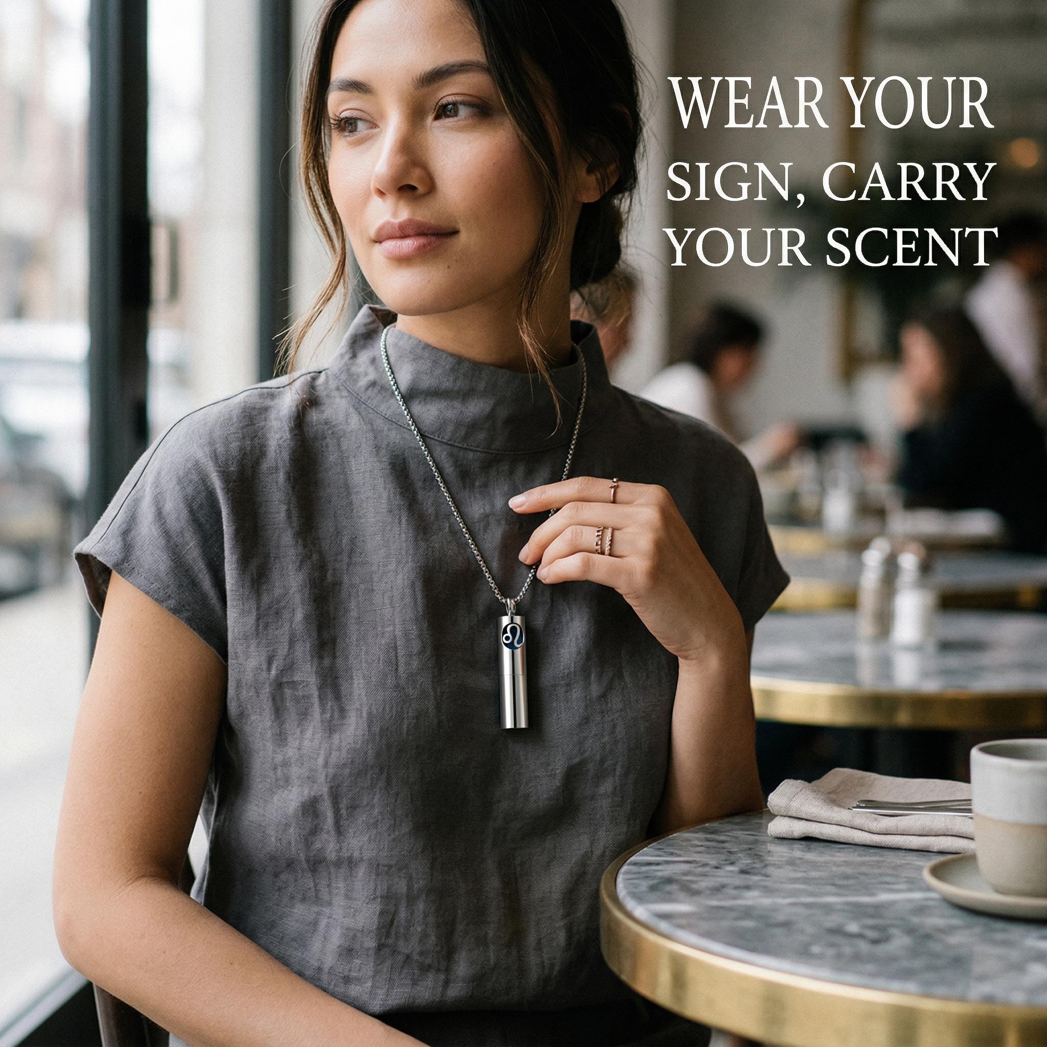 Necklace with 12 Zodiac Signs for Men and Women Aromatherapy Essential Oil Diffuser Pendants Adjustable Waterproof Hypoallergenic Gifts for Astrology Enthusiasts